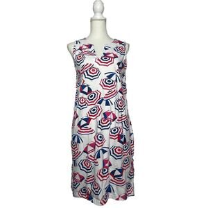 Land's End Women's Sleeveless Cotton Shift Beach Umbrella Dress w/ Pockets Small